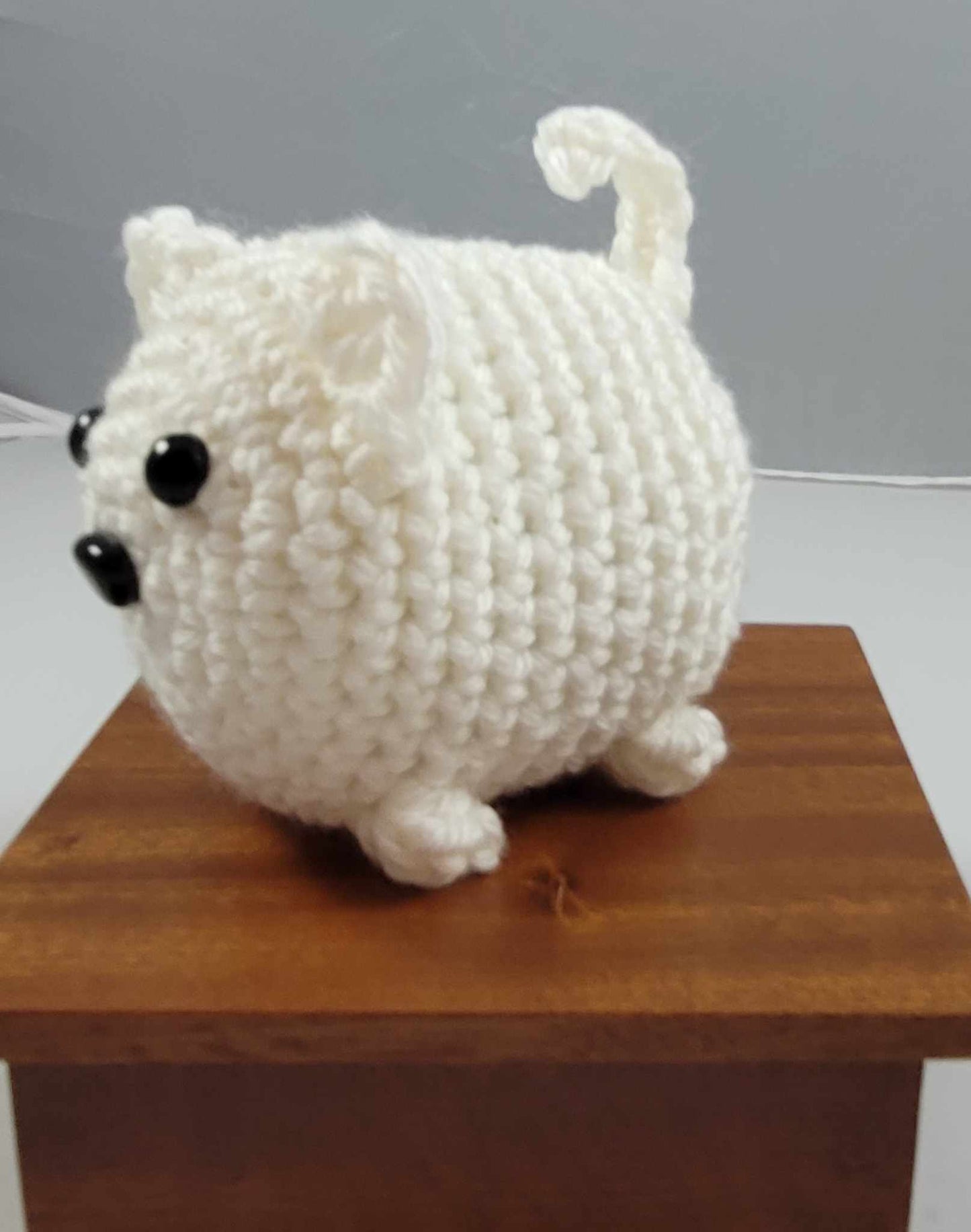 Crocheted White "CHONKY" Cat