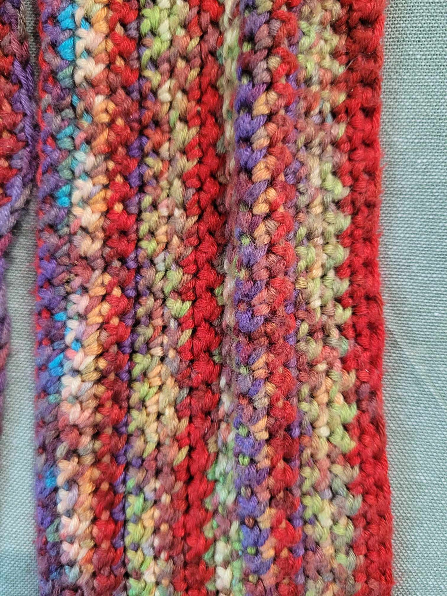 Crocheted Scarf Red Multi