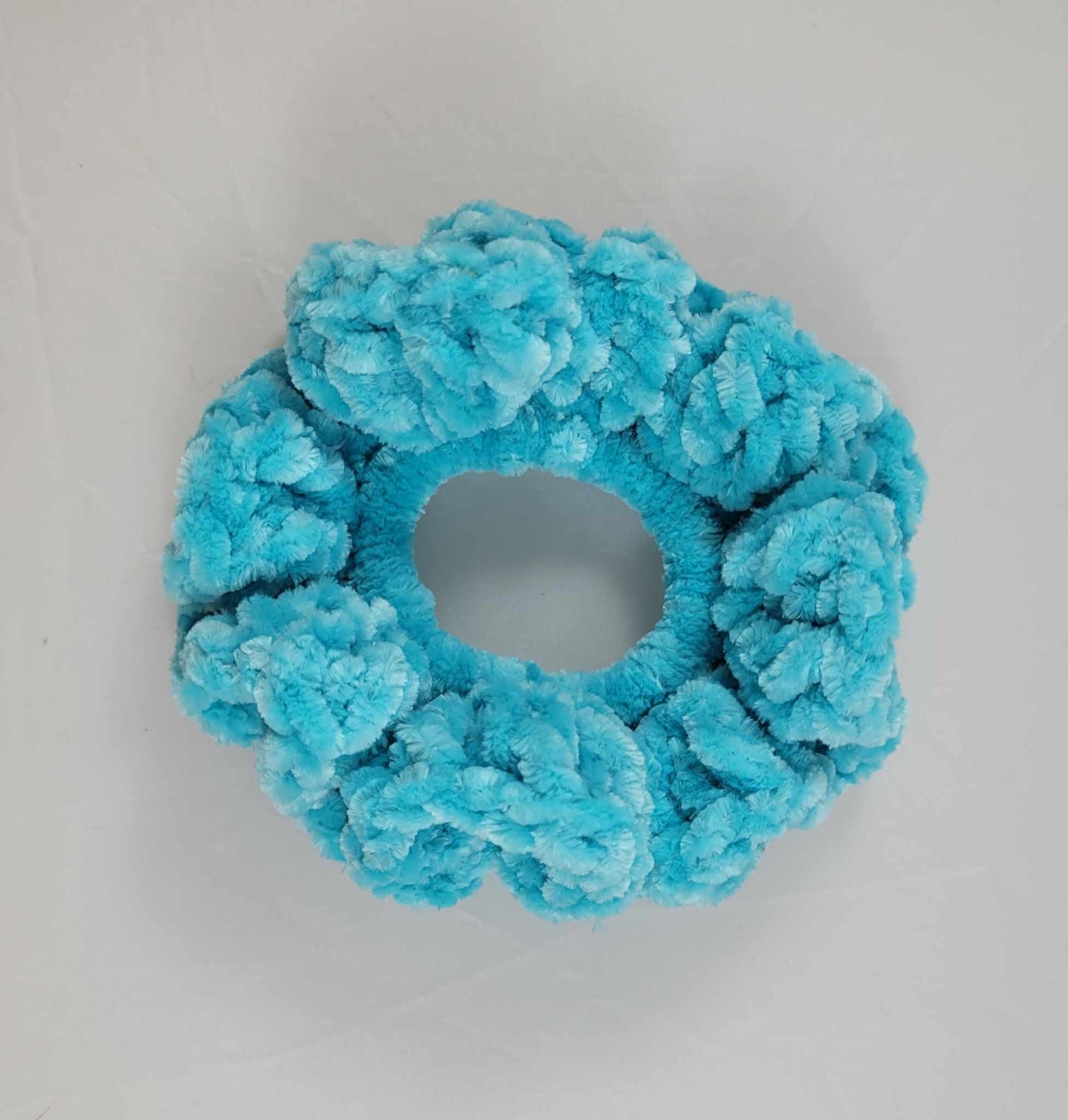 Crocheted Velvet Scrunchie AQUA
