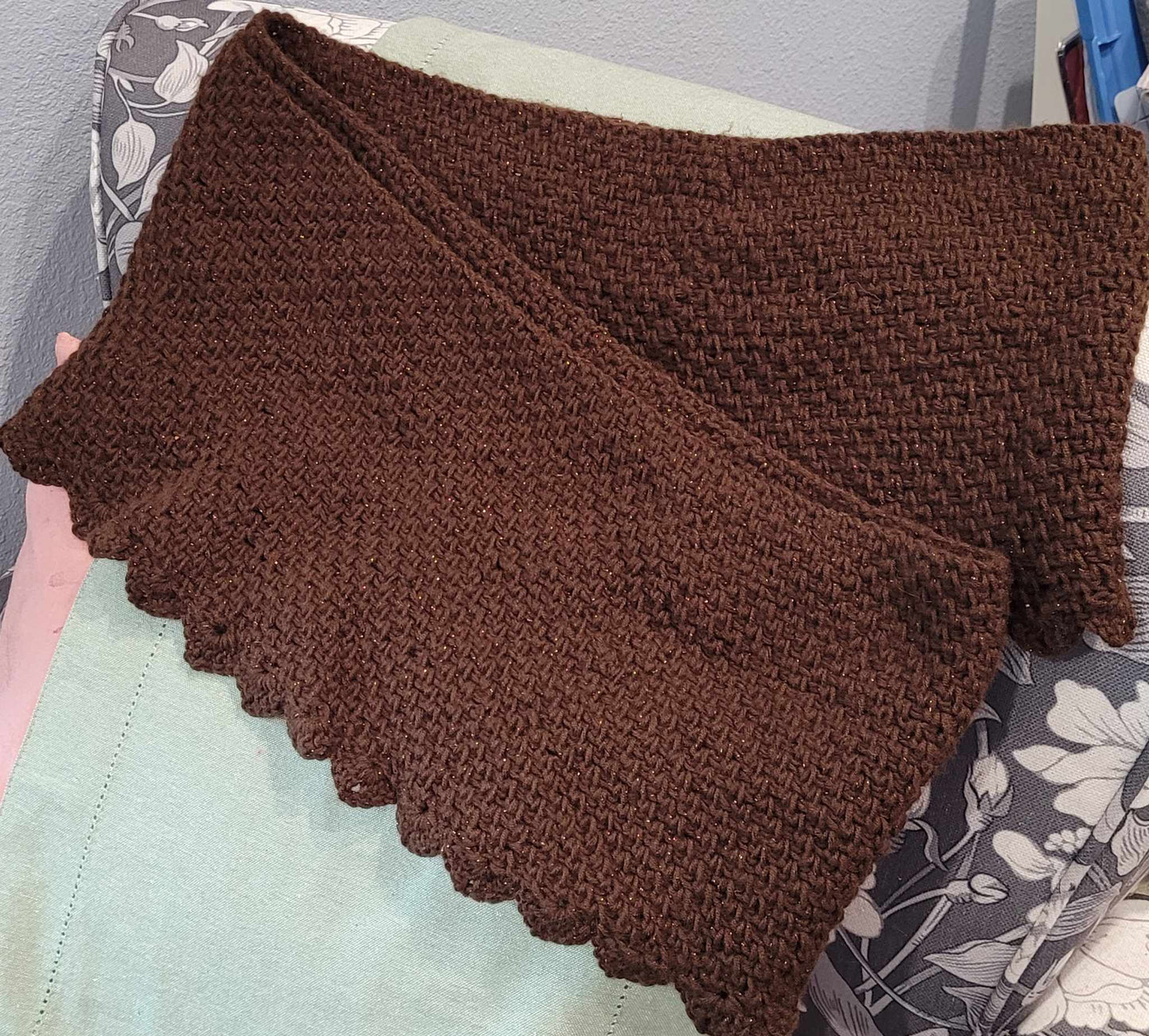 Crocheted Cowl Brown Sparkle