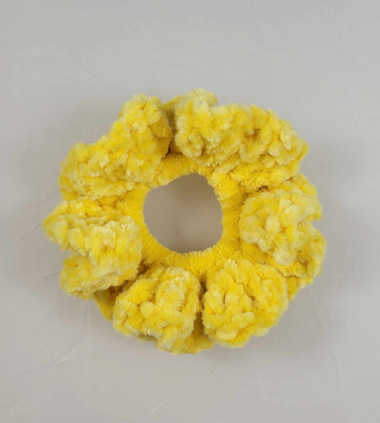 Crocheted VELVET Yarn Scrunchie Yellow