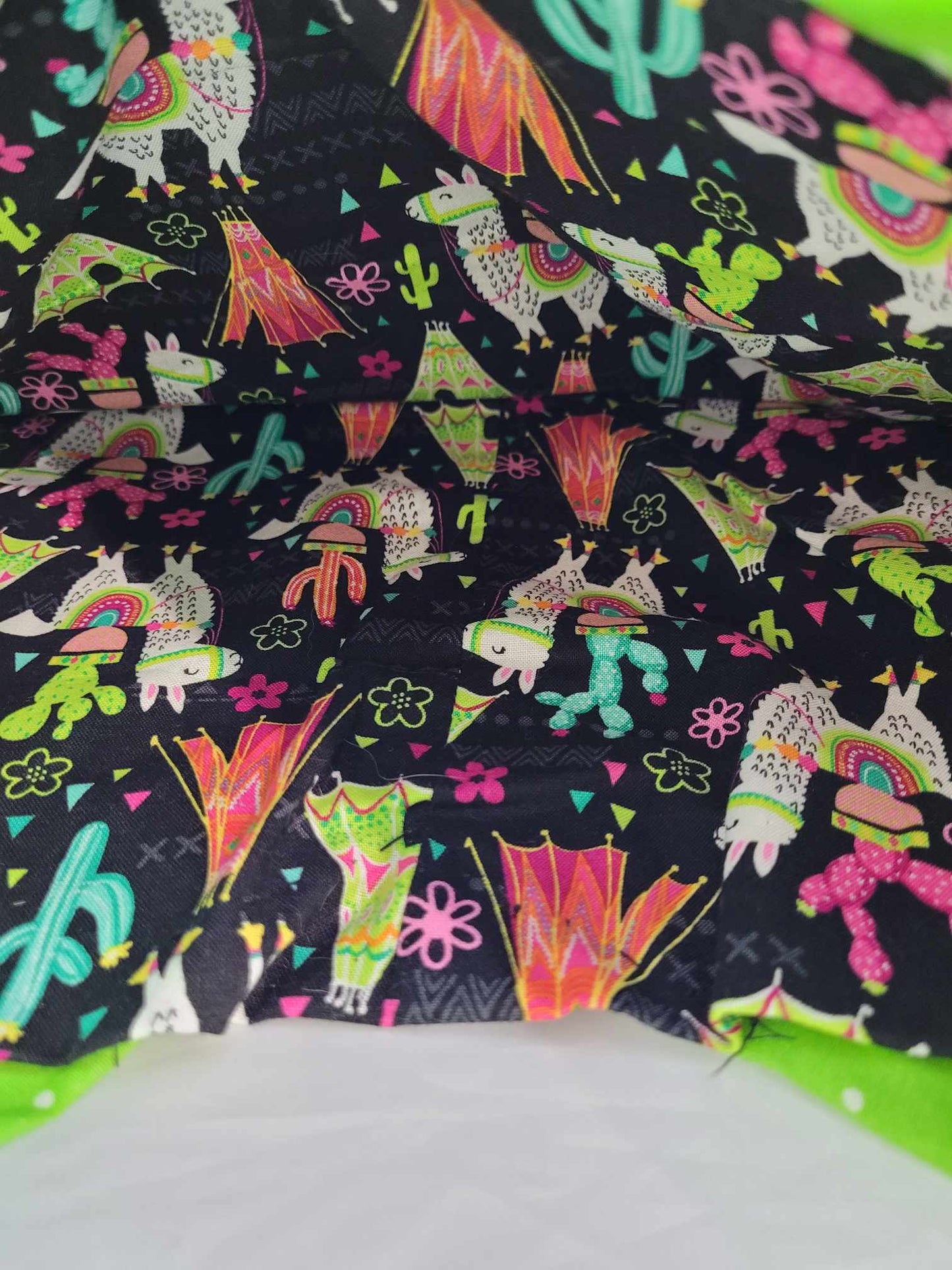 Purse Black and Green Llamas