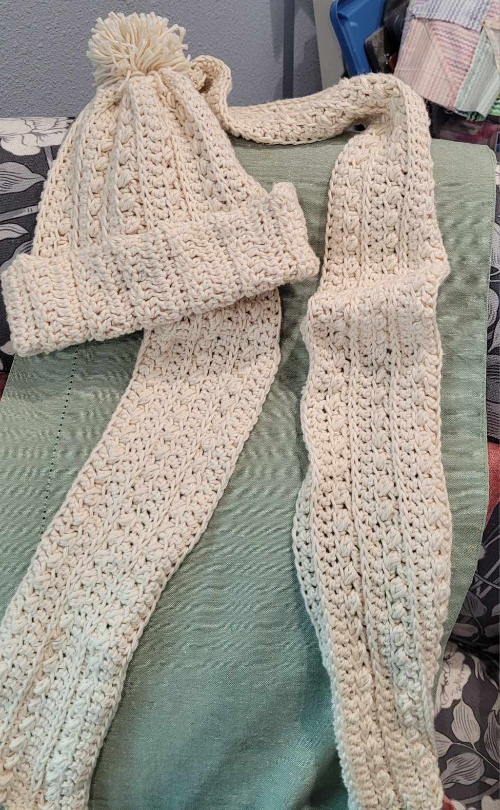 Crocheted Scarf with Matching Hat