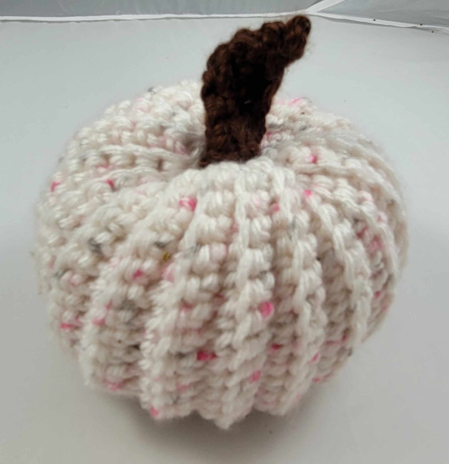 Crocheted Pink and White Pumpkin