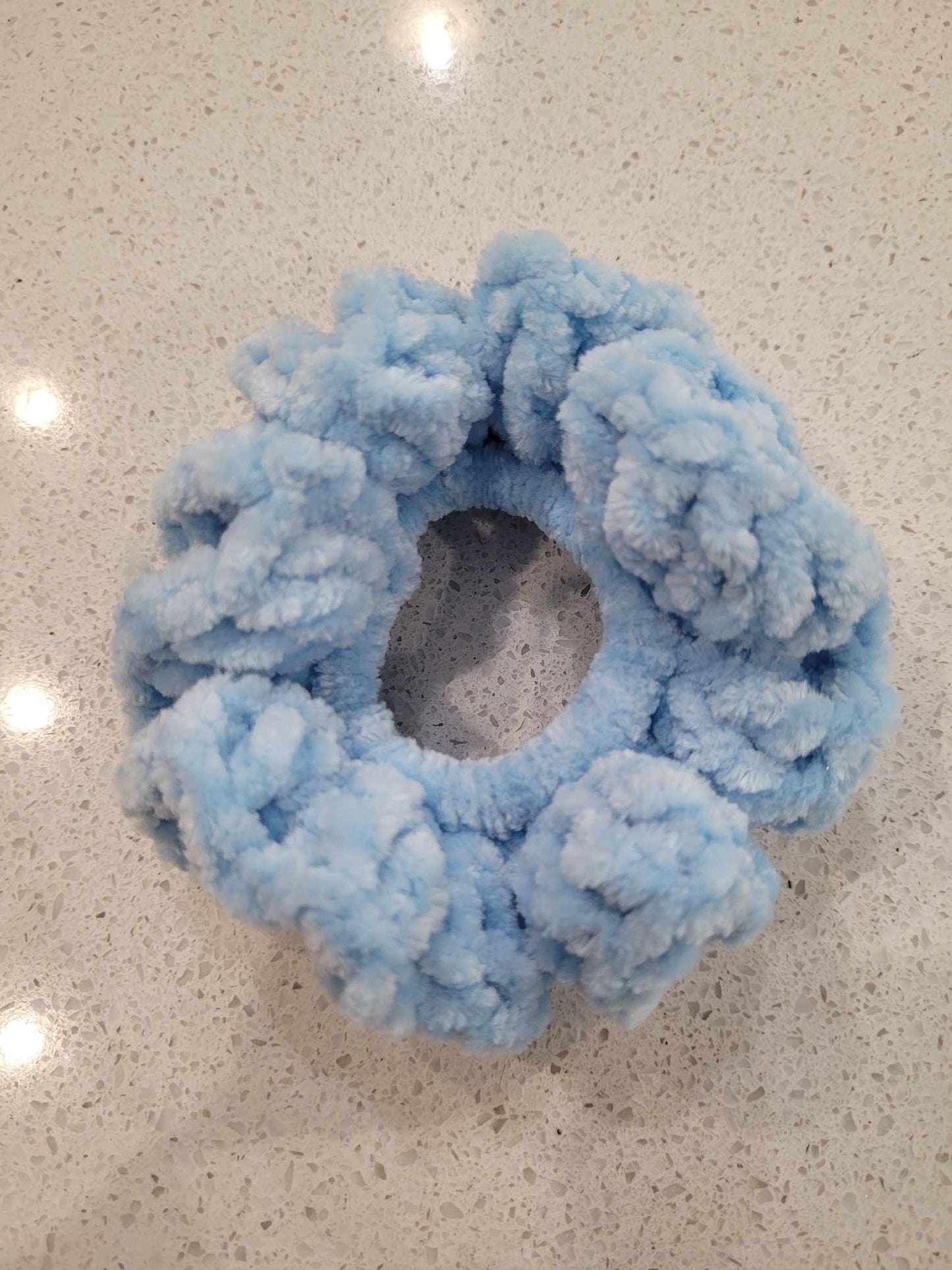 Crocheted Velvet Yarn Scrunchie Powder Blue