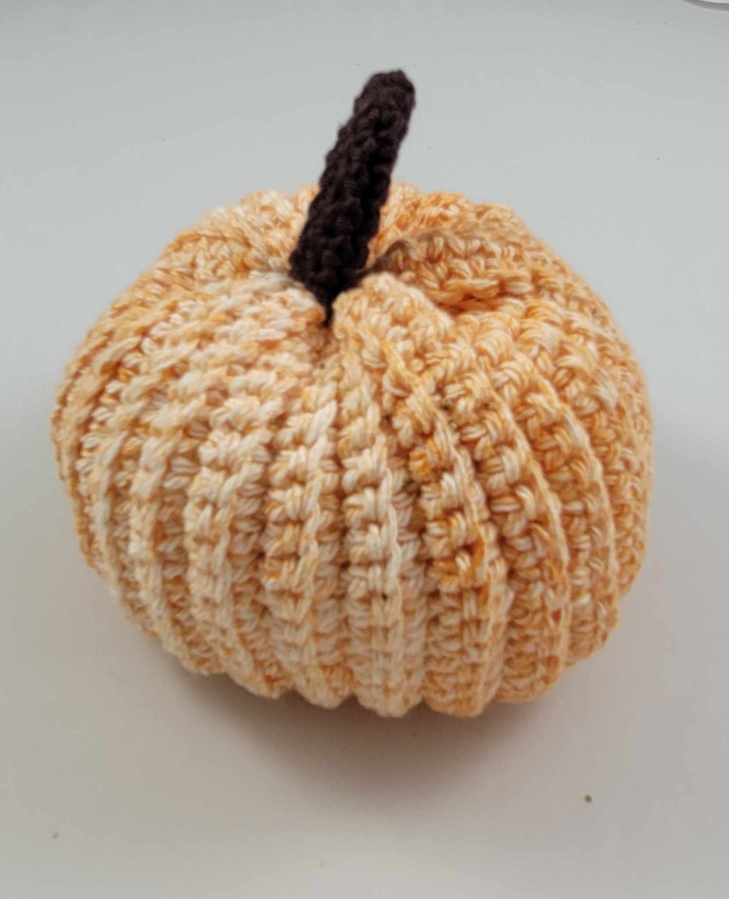 Crocheted Orange and White Pumpkin