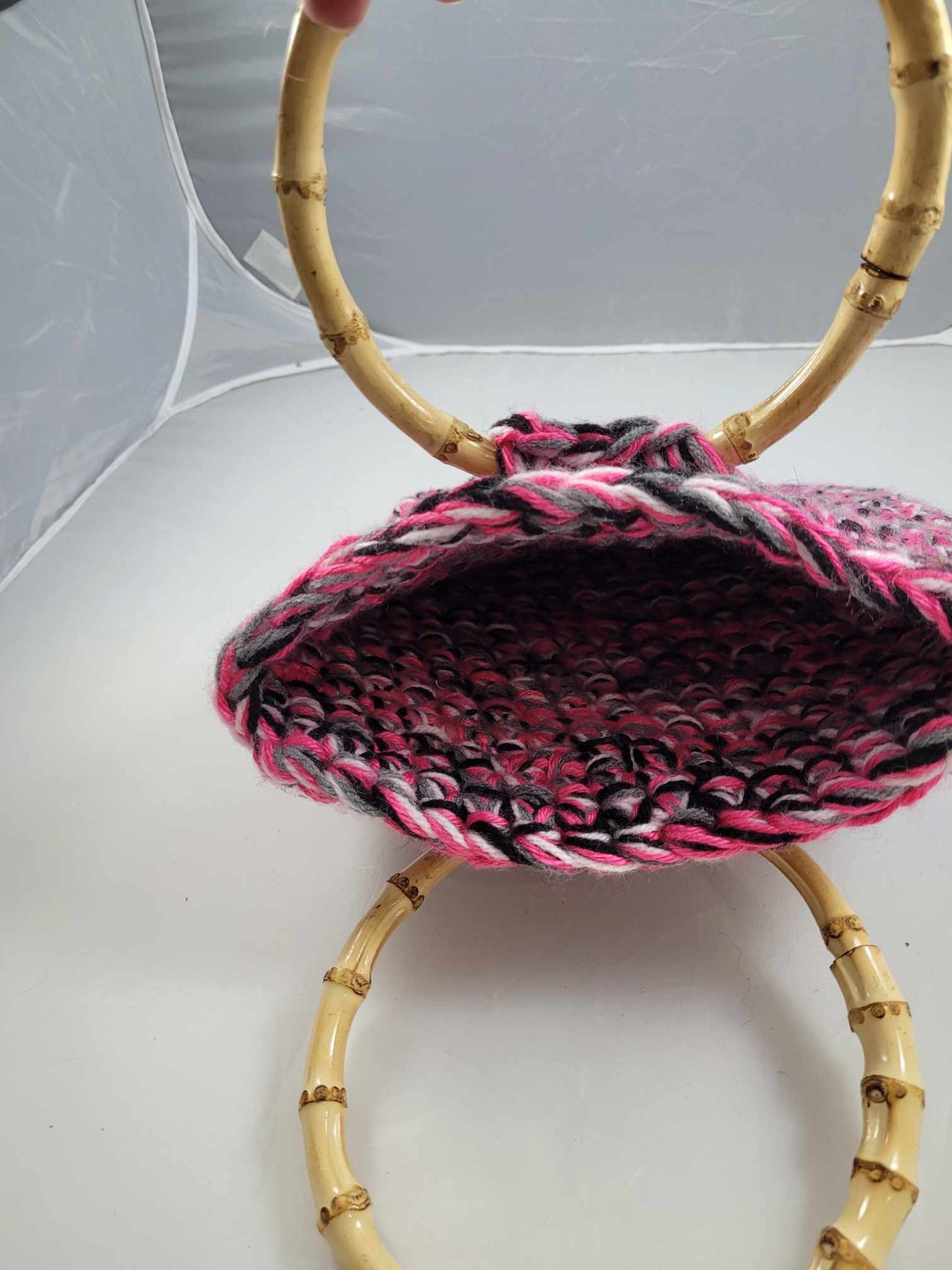 Crochet Purse with Bamboo Handle