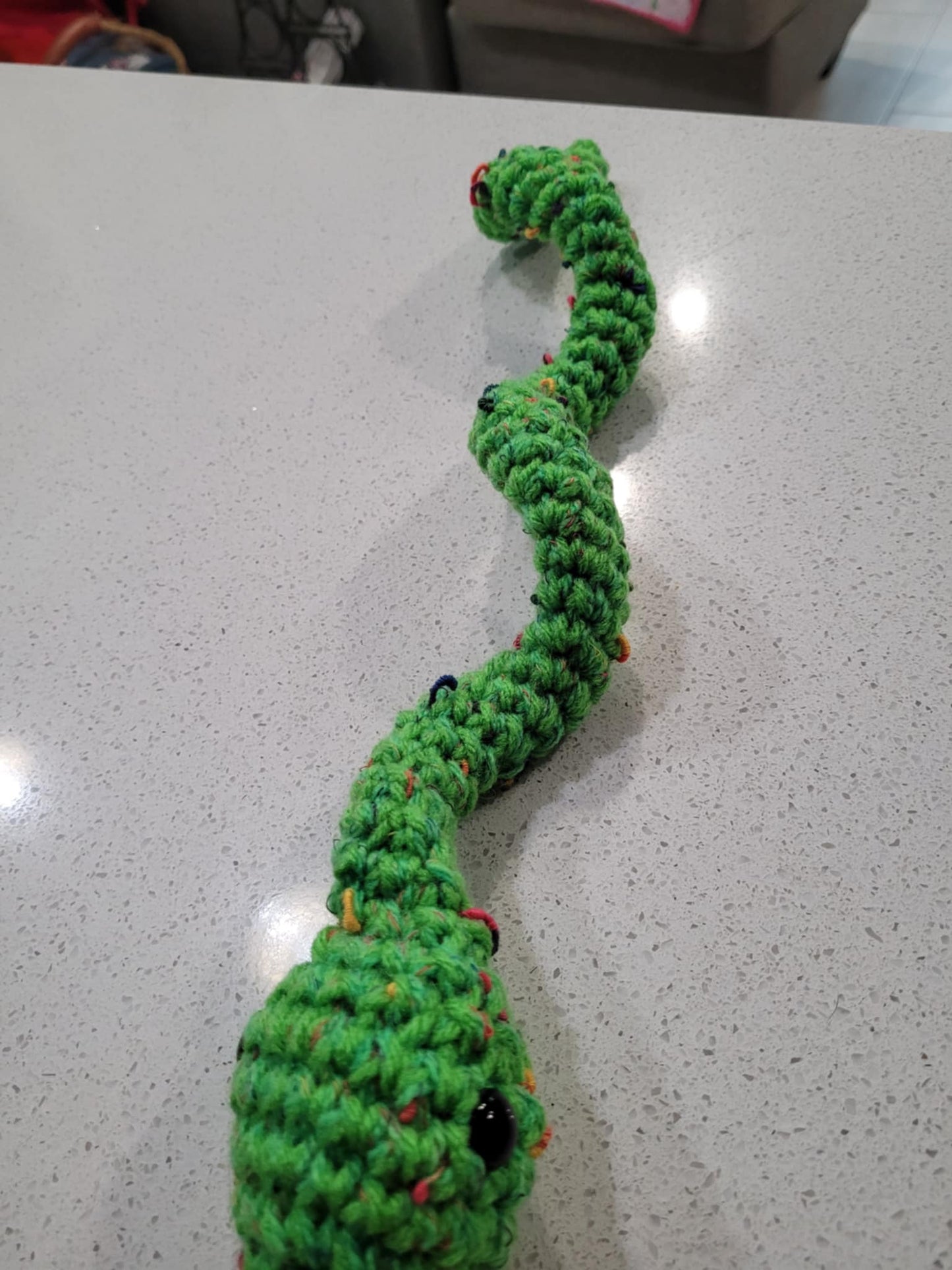 Crocheted Bright Green Spiral Snake