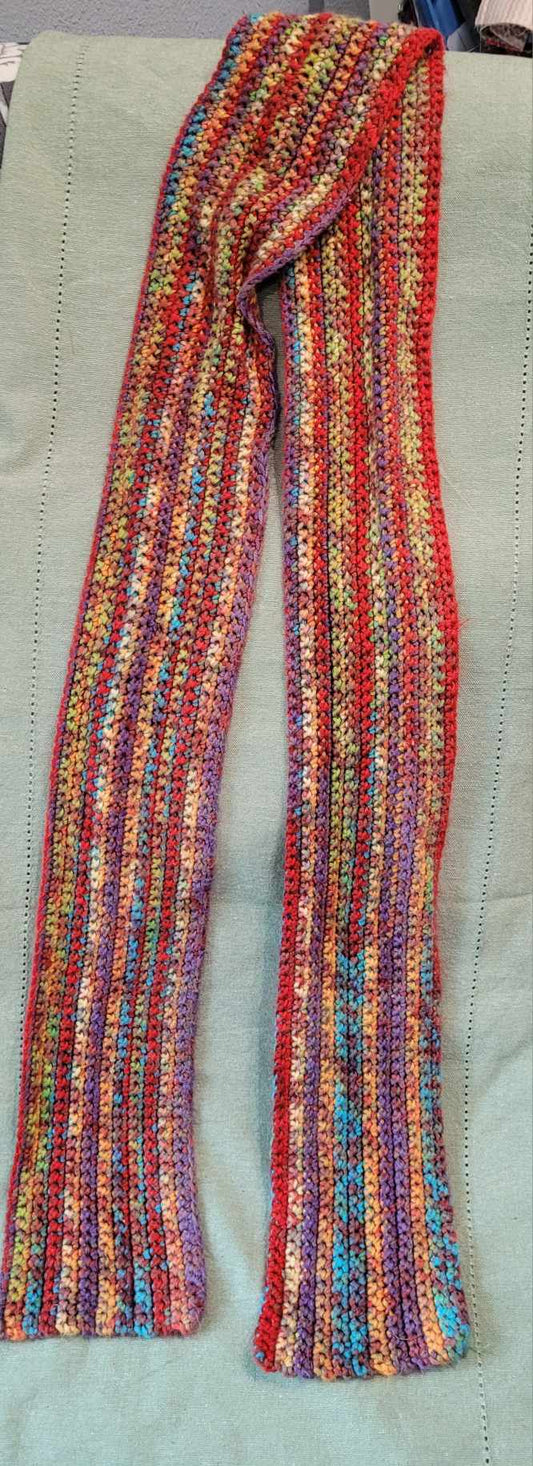 Crocheted Scarf Red Multi
