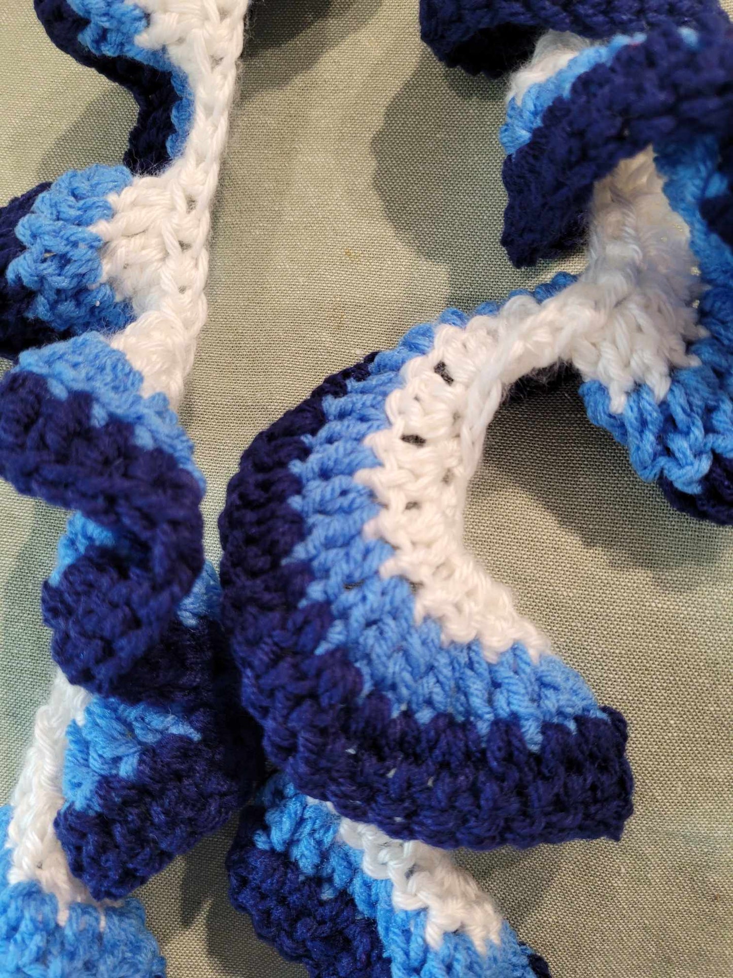 Crocheted Blue Stripe Scarf