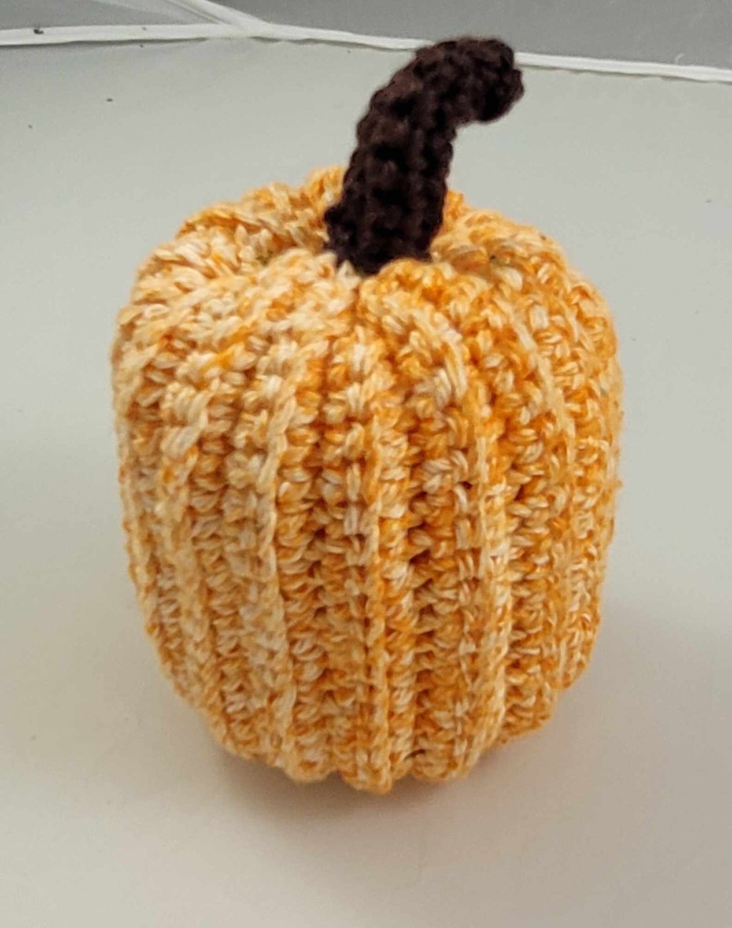 Crochet Tall Orange and White Pumpkin