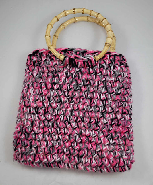 Crochet Purse with Bamboo Handle