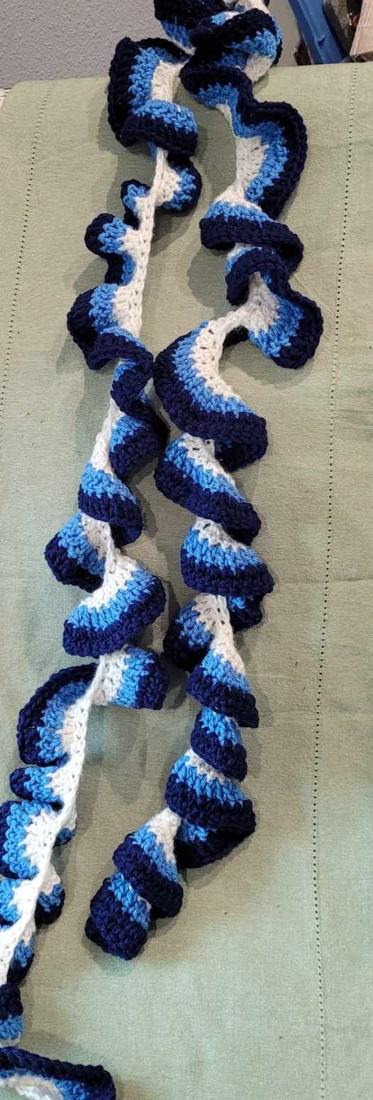 Crocheted Blue Stripe Scarf