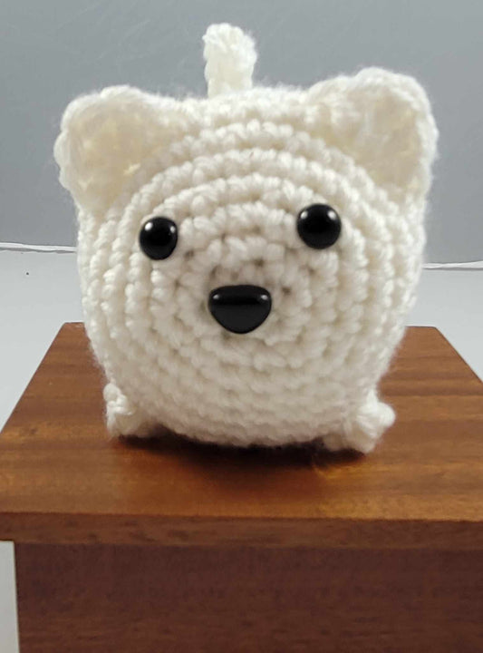 Crocheted White "CHONKY" Cat