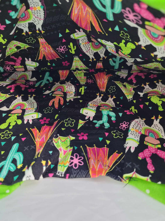 Purse Black and Green Llamas