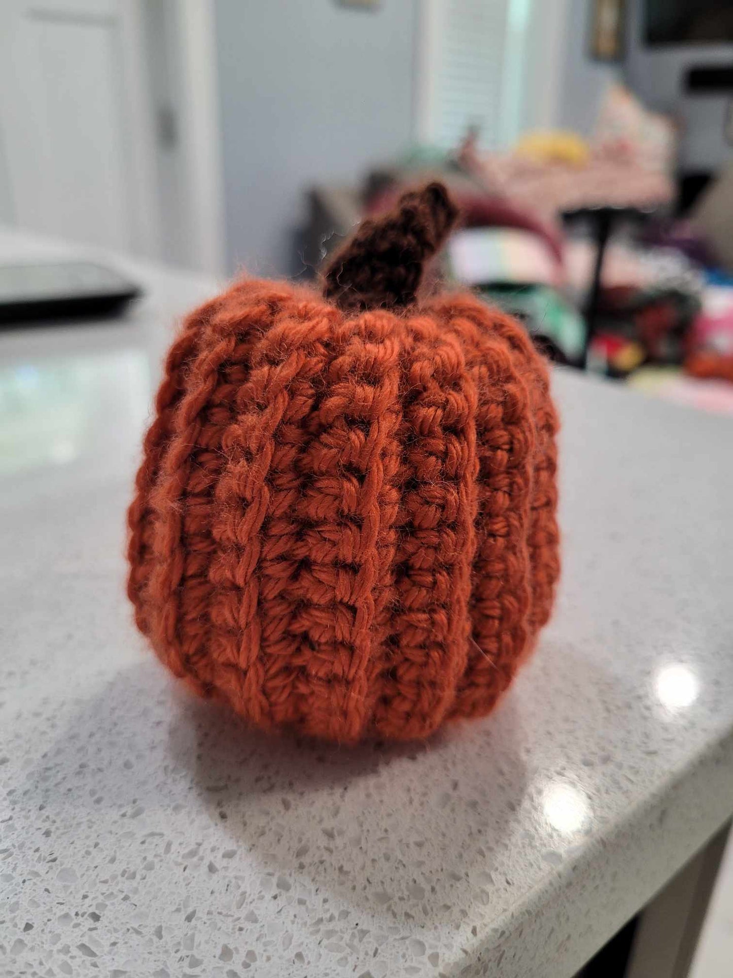 Crocheted Tall Orange Pumpkin