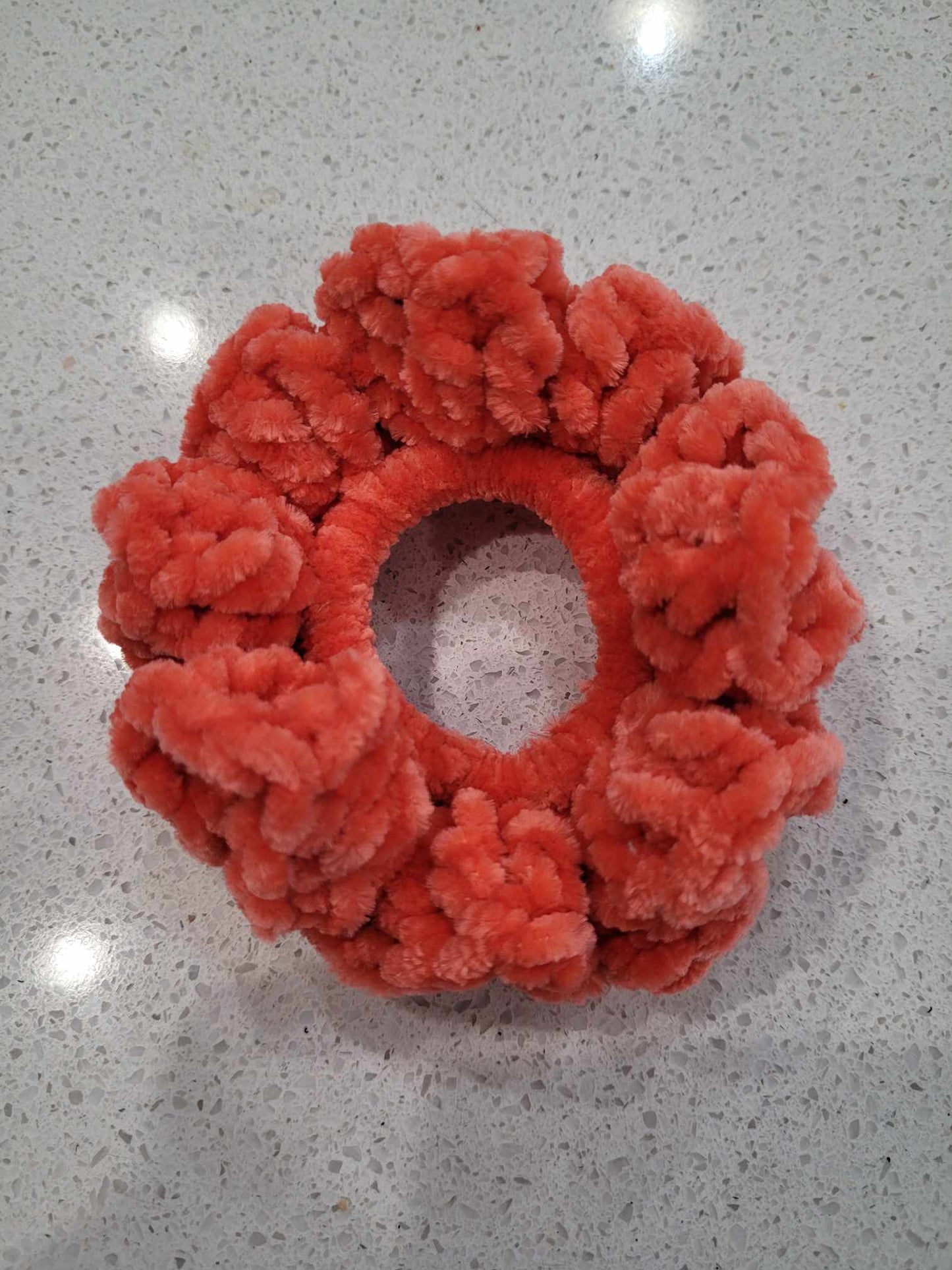 Crocheted Velvet Yarn Scrunchie Orange
