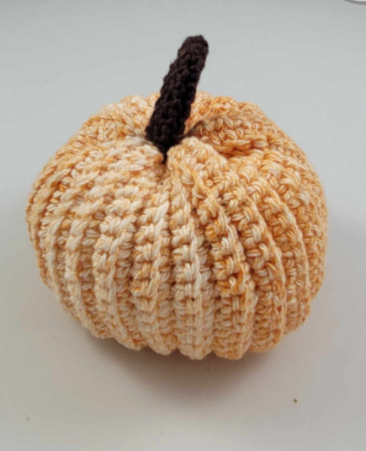 Crocheted Orange and White Pumpkin