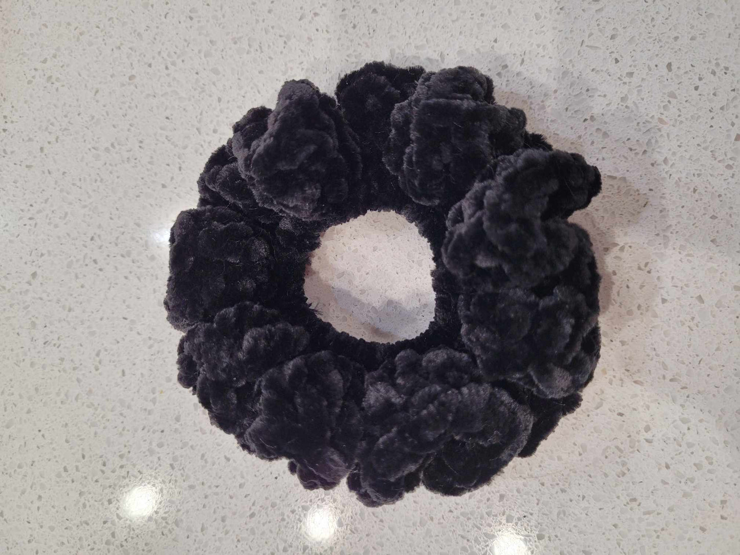 Crochet Black Velvet Scrunchie