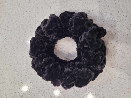Crochet Black Velvet Scrunchie