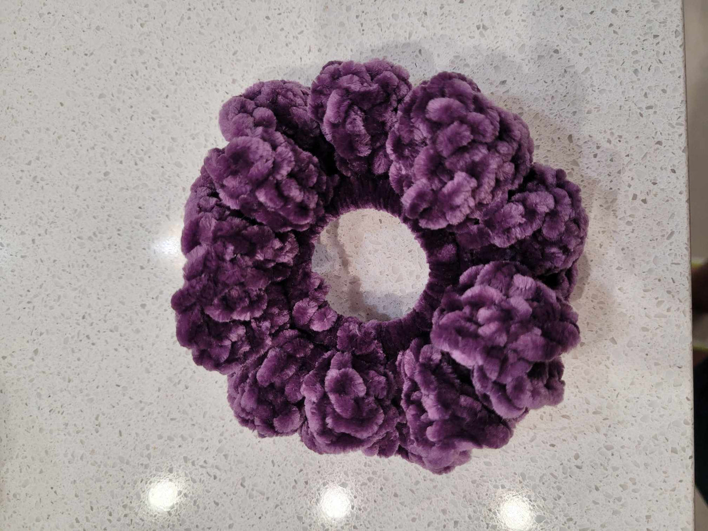 Crochet Purple Velvet Scrunchie