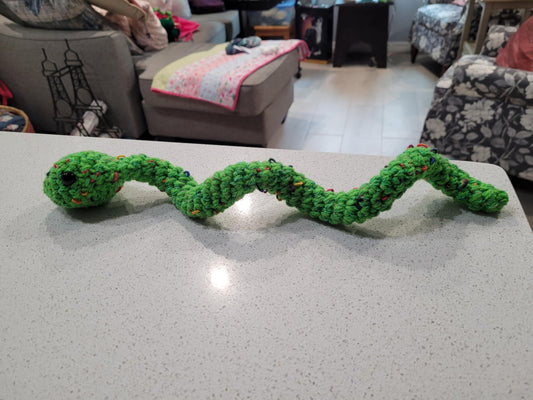 Crocheted Bright Green Spiral Snake